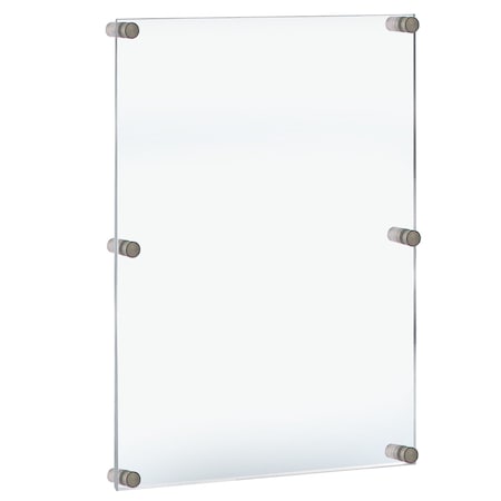 Azar Displays Floating Acrylic Wall Frame with Silver Stand Off Caps: 30" x 40" Graphic Size, Overall Frame Size: 34" x 44" 105540